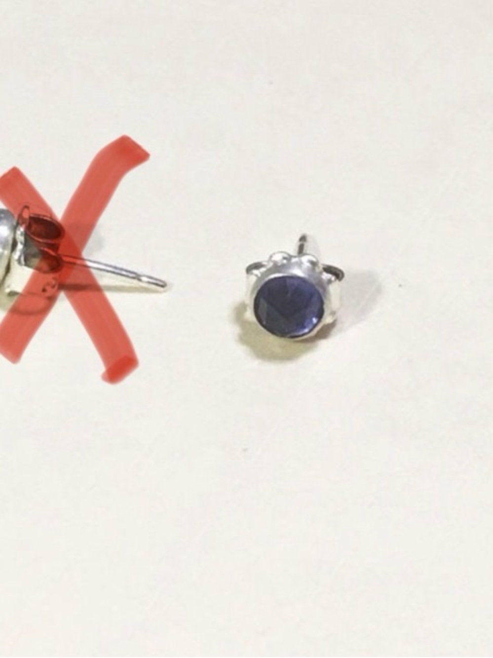 SINGLE Iolite 4mm Rose-cut Sterling SINGLE Silver Stud Earring—READ DETAILS - Picture 2 of 2